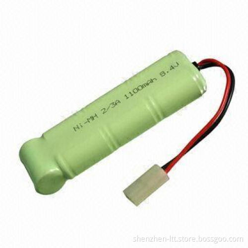 NiMH 2/3A/1,100mAh Rechargeable Battery Pack, 8.4V Rated Voltage